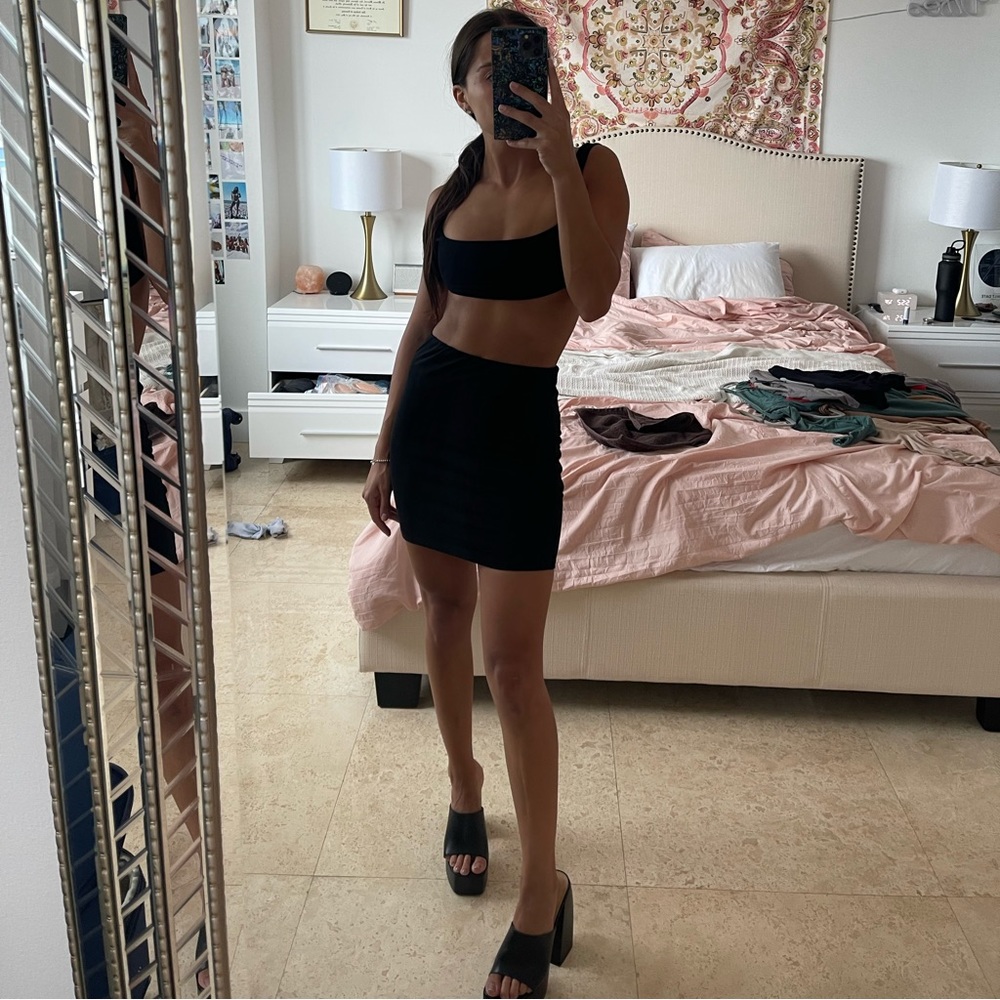 Black mini skirt